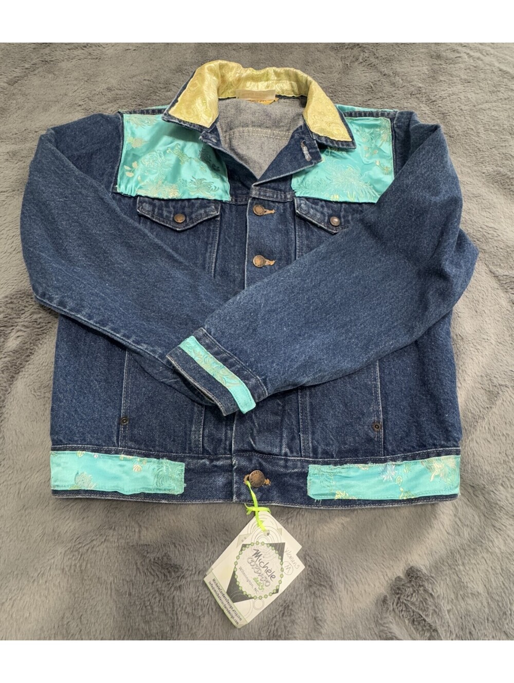 Michele Cordaro Rustler Jacket Women's  Medium Blue Floral Design Denim Jacket